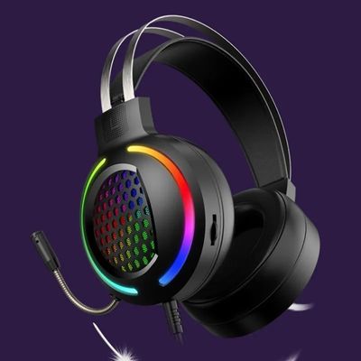 組み込みケーブル付きヘッドフォン USB有線 HIFI 7.1 スピーカー マイクロフォン ゲーム RGB ヘッドセット