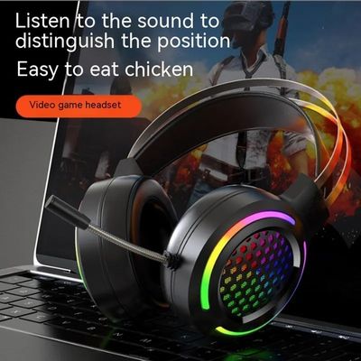 組み込みケーブル付きヘッドフォン USB有線 HIFI 7.1 スピーカー マイクロフォン ゲーム RGB ヘッドセット