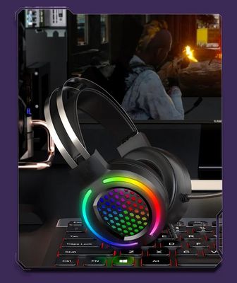 組み込みケーブル付きヘッドフォン USB有線 HIFI 7.1 スピーカー マイクロフォン ゲーム RGB ヘッドセット