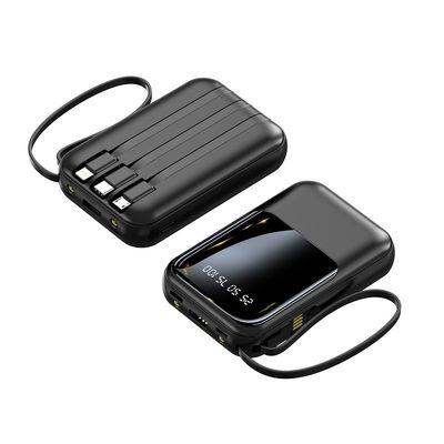 ソケット 標準 10000mAh ミニ パワーバンク LEDディスプレイ パワーチャージャー 4つのケーブル