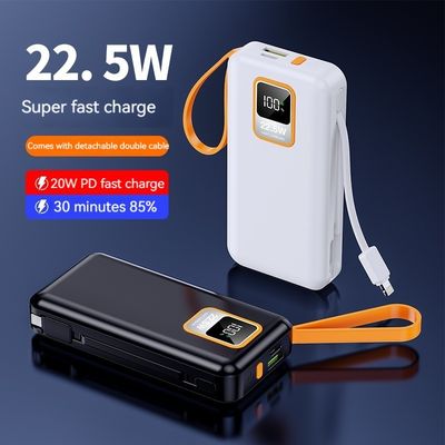 屋外用 10000mAh TCポート ミニ 22.5W ケーブルと実容量付き 急速充電電池