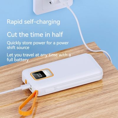 屋外用 10000mAh TCポート ミニ 22.5W ケーブルと実容量付き 急速充電電池