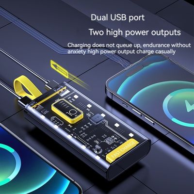 TYPE-C 入力インターフェース パワーバンク 透明性 10000mAh モバイル電源 iPhone 15 14