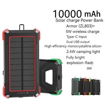 ワイヤレス出力 5W 太陽電池 2.1A 出力 10000mAh iPhone 15 屋外充電